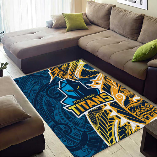 Gold Coast Titans Area Rug Polynesian Tribal Tattoo Pacific Sport Art