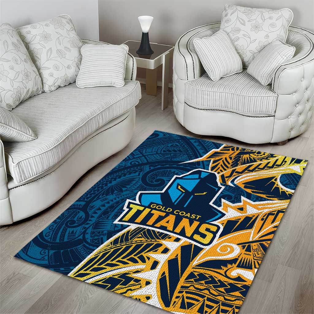 Gold Coast Titans Area Rug Polynesian Tribal Tattoo Pacific Sport Art
