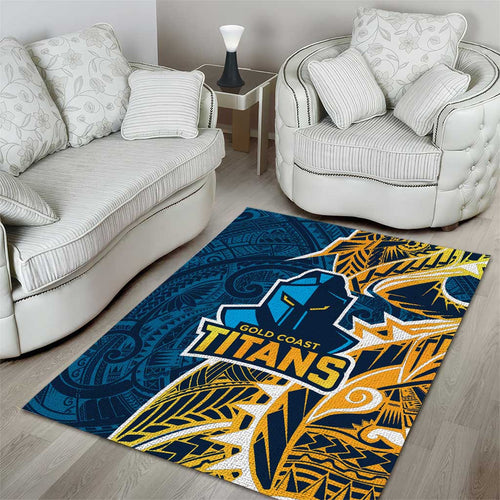 Gold Coast Titans Area Rug Polynesian Tribal Tattoo Pacific Sport Art