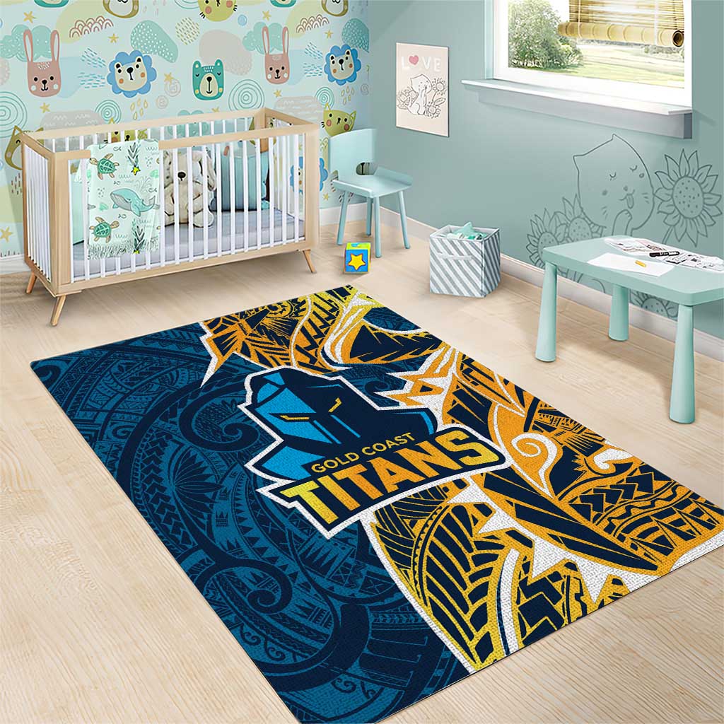 Gold Coast Titans Area Rug Polynesian Tribal Tattoo Pacific Sport Art