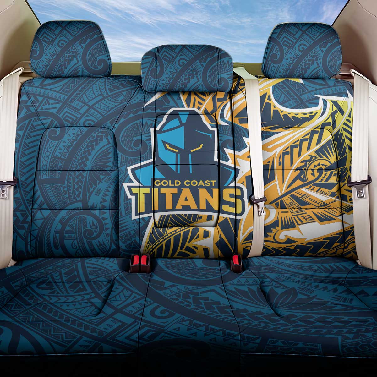 Gold Coast Titans Back Car Seat Cover Polynesian Tribal Tattoo Pacific Sport Art