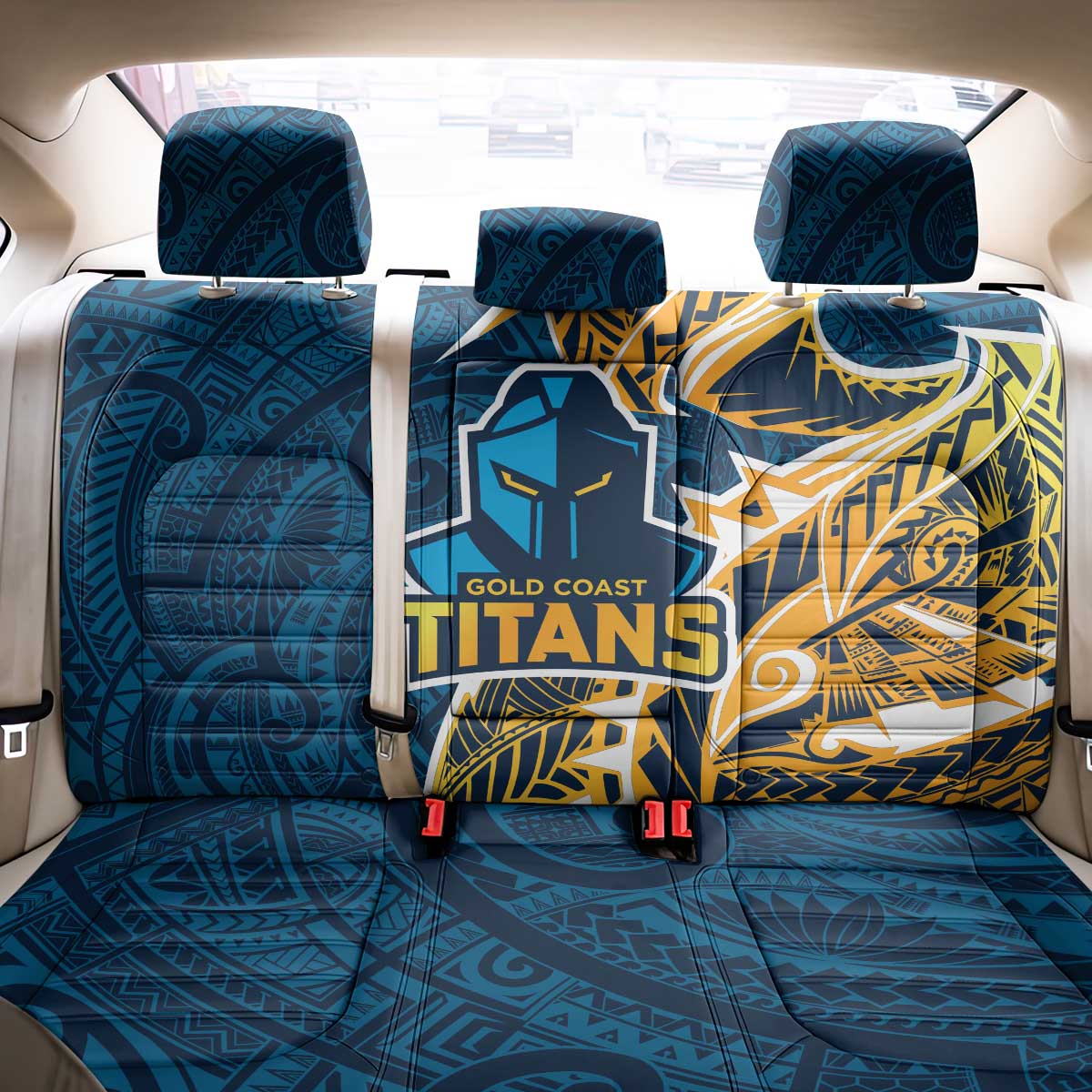 Gold Coast Titans Back Car Seat Cover Polynesian Tribal Tattoo Pacific Sport Art