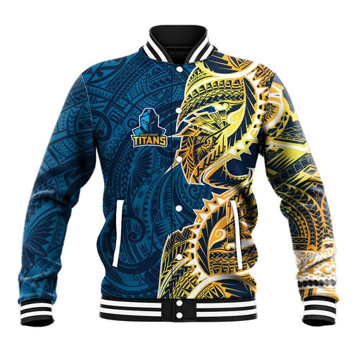 Gold Coast Titans Baseball Jacket Polynesian Tribal Tattoo Pacific Sport Art
