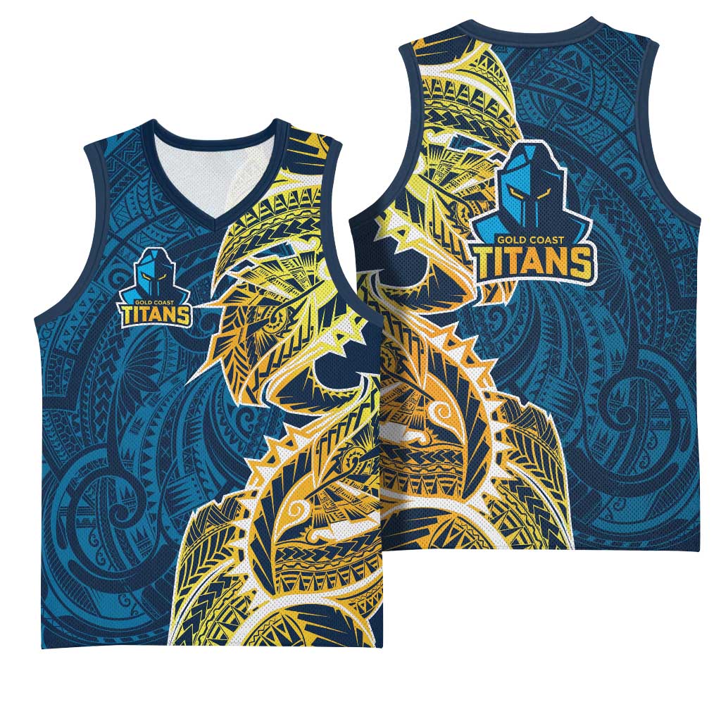 Gold Coast Titans Basketball Jersey Polynesian Tribal Tattoo Pacific Sport Art