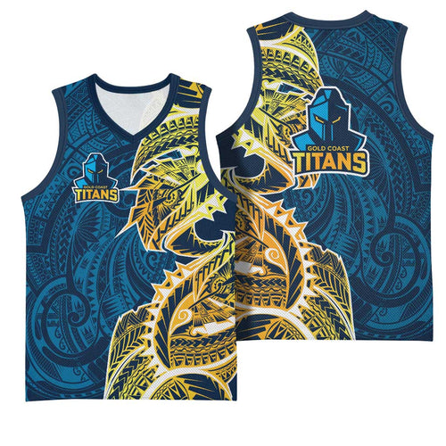 Gold Coast Titans Basketball Jersey Polynesian Tribal Tattoo Pacific Sport Art