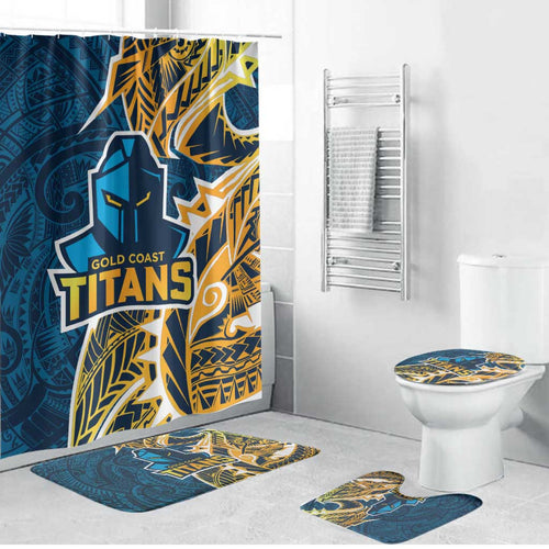 Gold Coast Titans Bathroom Set Polynesian Tribal Tattoo Pacific Sport Art