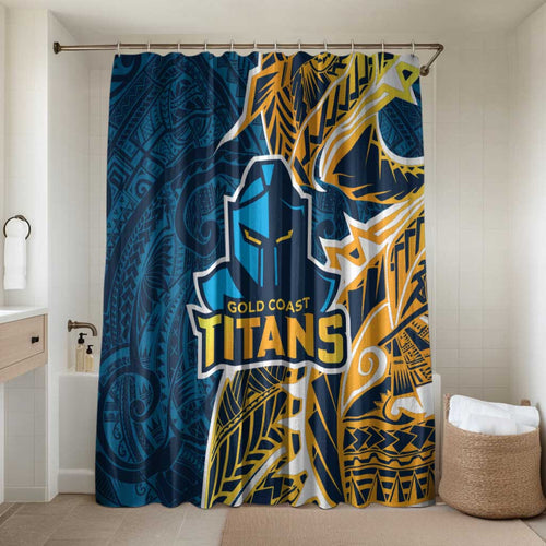 Gold Coast Titans Bathroom Set Polynesian Tribal Tattoo Pacific Sport Art