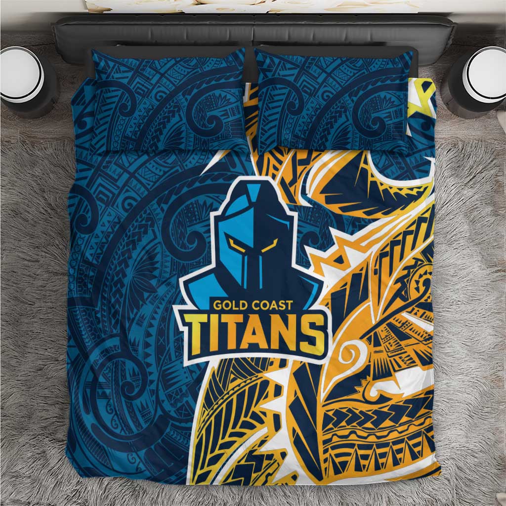 Gold Coast Titans Bedding Set Polynesian Tribal Tattoo Pacific Sport Art