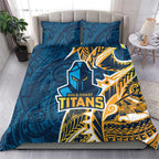 Gold Coast Titans Bedding Set Polynesian Tribal Tattoo Pacific Sport Art