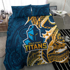 Gold Coast Titans Bedding Set Polynesian Tribal Tattoo Pacific Sport Art
