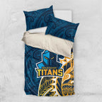 Gold Coast Titans Bedding Set Polynesian Tribal Tattoo Pacific Sport Art