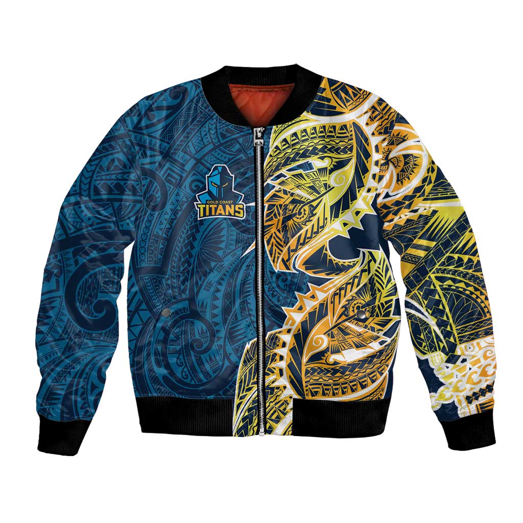 Gold Coast Titans Bomber Jacket Polynesian Tribal Tattoo Pacific Sport Art