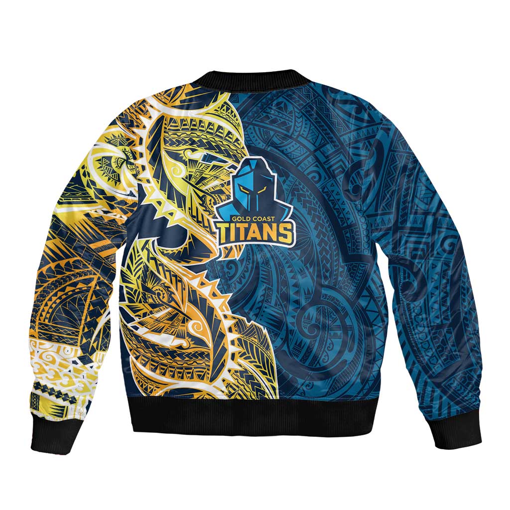 Gold Coast Titans Bomber Jacket Polynesian Tribal Tattoo Pacific Sport Art