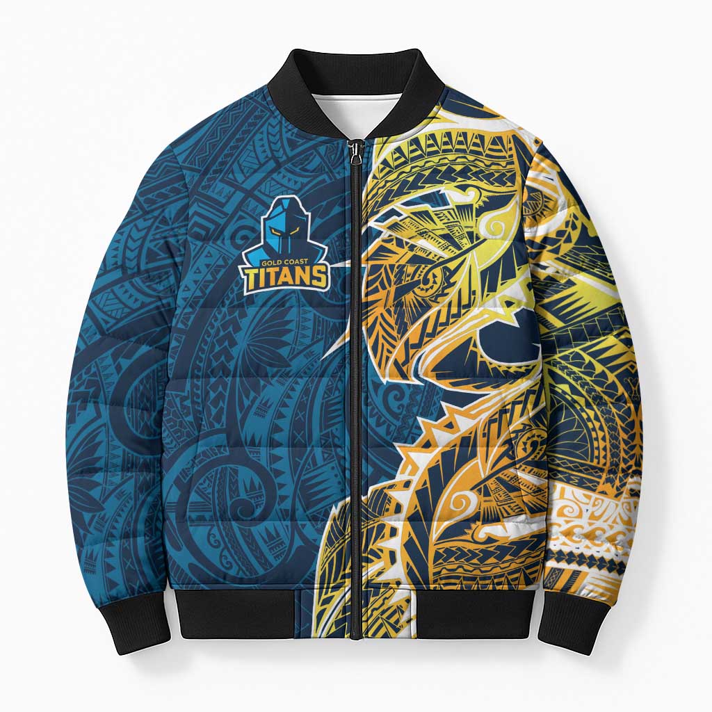 Gold Coast Titans Bomber Puffer Jacket Polynesian Tribal Tattoo Pacific Sport Art