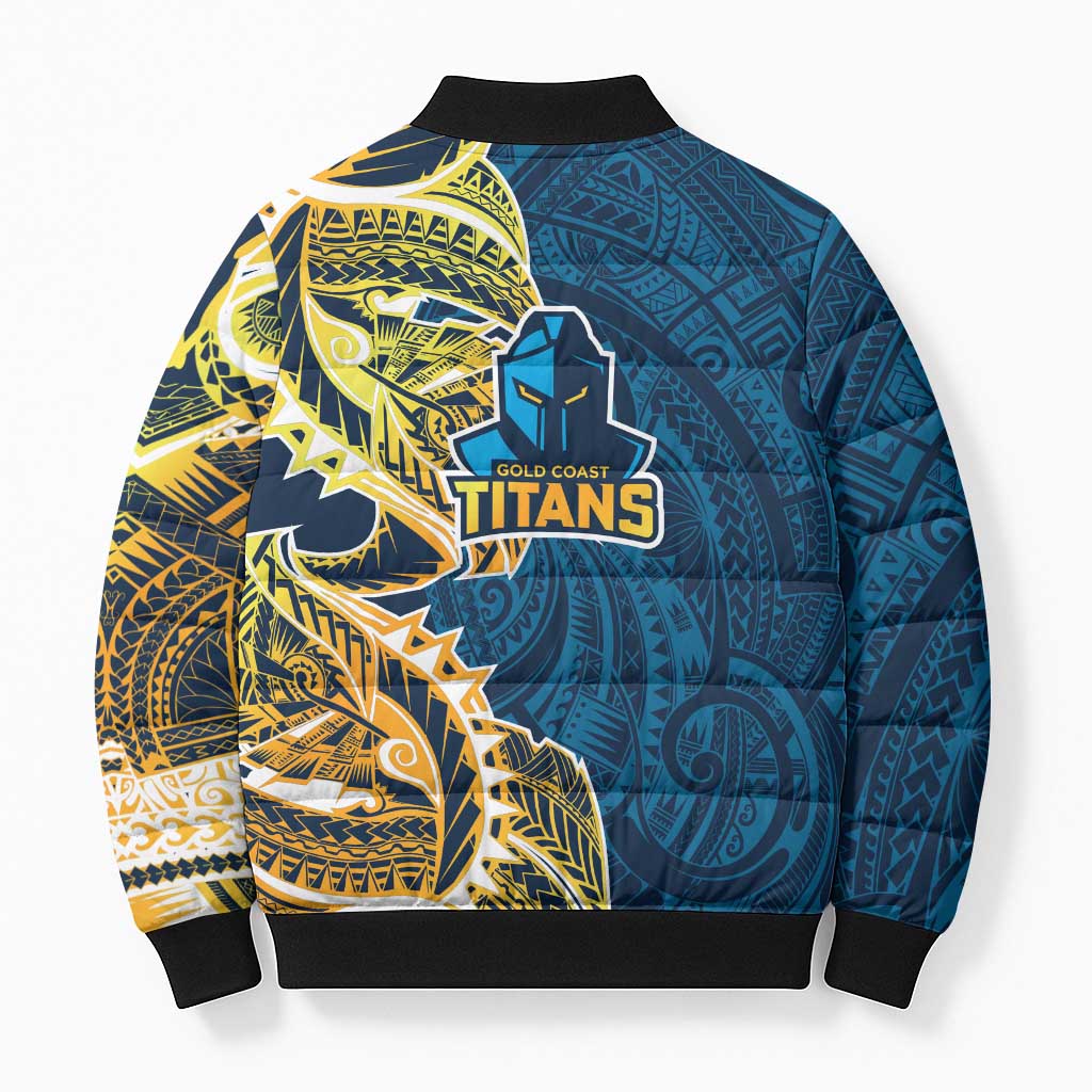 Gold Coast Titans Bomber Puffer Jacket Polynesian Tribal Tattoo Pacific Sport Art