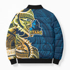 Gold Coast Titans Bomber Puffer Jacket Polynesian Tribal Tattoo Pacific Sport Art