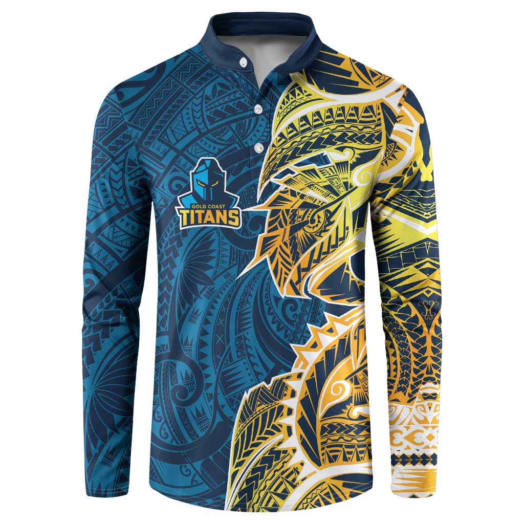 Gold Coast Titans Button Sweatshirt Polynesian Tribal Tattoo Pacific Sport Art