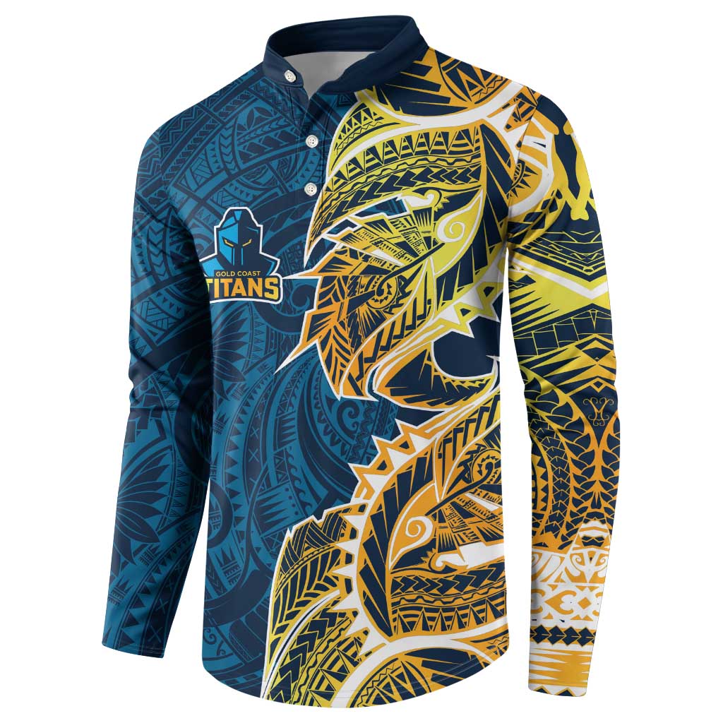 Gold Coast Titans Button Sweatshirt Polynesian Tribal Tattoo Pacific Sport Art
