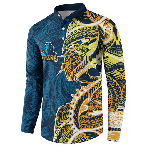 Gold Coast Titans Button Sweatshirt Polynesian Tribal Tattoo Pacific Sport Art