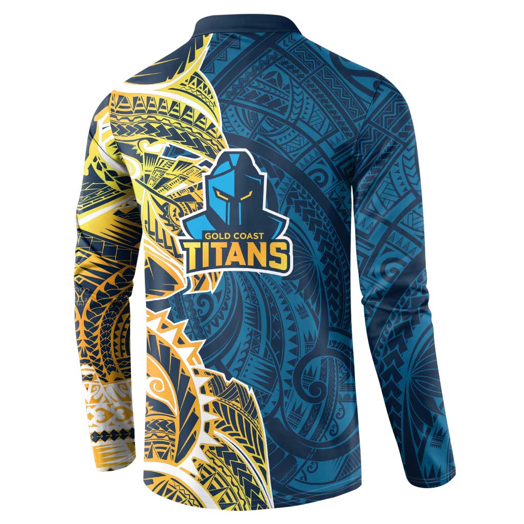 Gold Coast Titans Button Sweatshirt Polynesian Tribal Tattoo Pacific Sport Art
