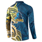 Gold Coast Titans Button Sweatshirt Polynesian Tribal Tattoo Pacific Sport Art