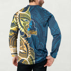 Gold Coast Titans Button Sweatshirt Polynesian Tribal Tattoo Pacific Sport Art