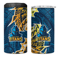 Gold Coast Titans 4 in 1 Can Cooler Tumbler Polynesian Tribal Tattoo Pacific Sport Art