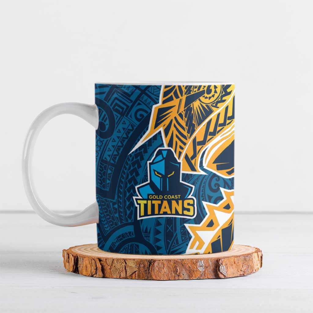 Gold Coast Titans Ceramic Mug Polynesian Tribal Tattoo Pacific Sport Art