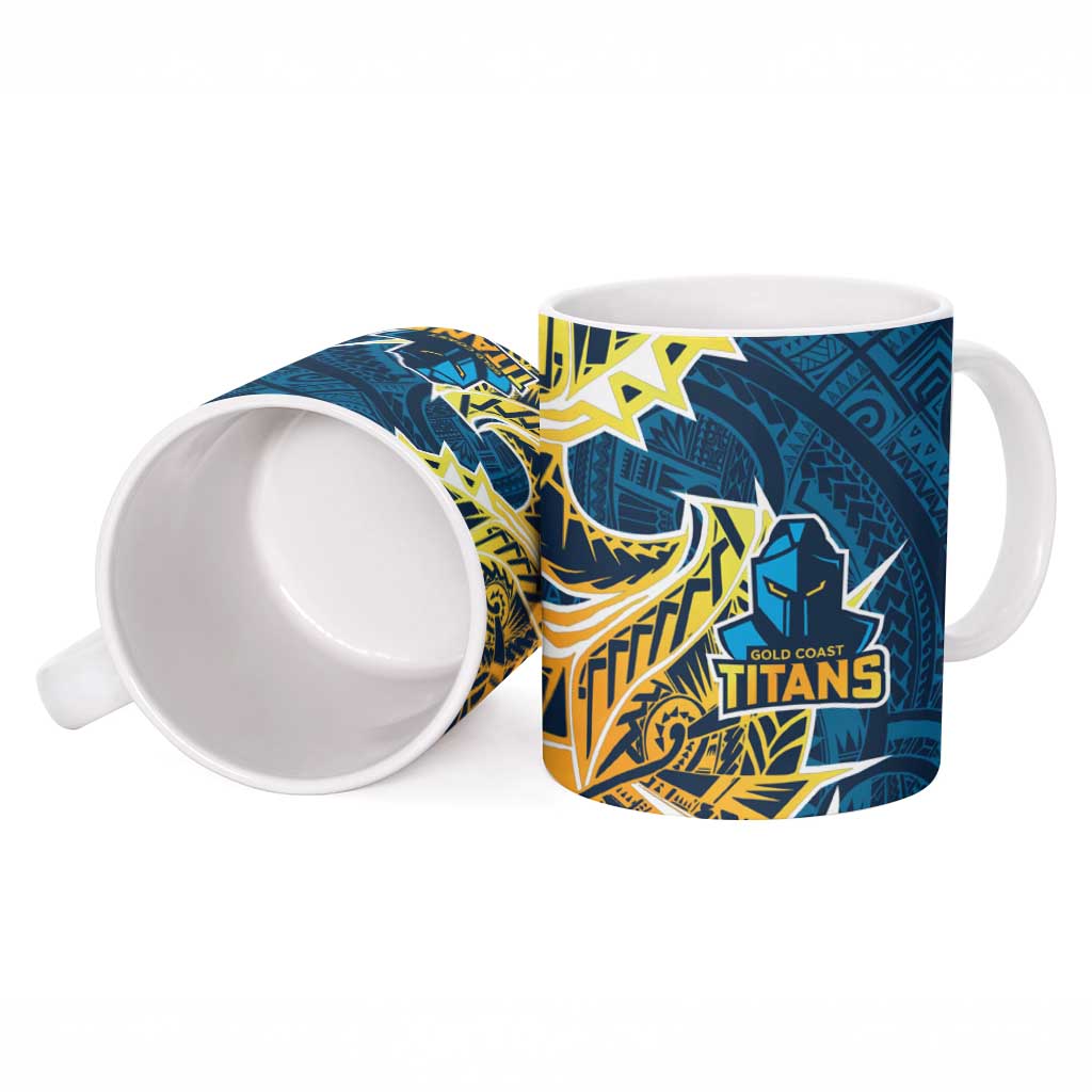 Gold Coast Titans Ceramic Mug Polynesian Tribal Tattoo Pacific Sport Art