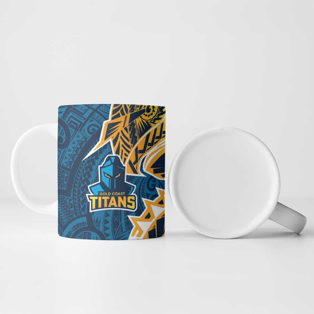 Gold Coast Titans Ceramic Mug Polynesian Tribal Tattoo Pacific Sport Art