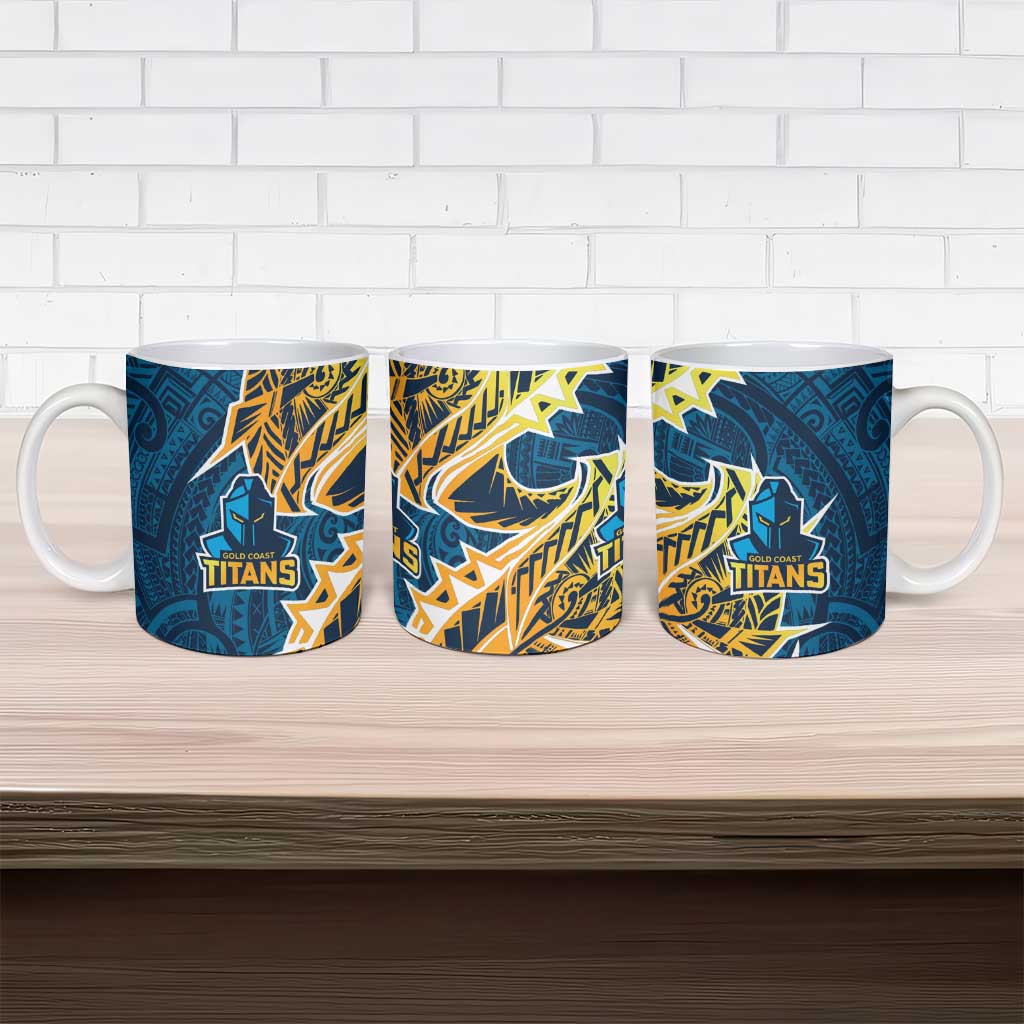 Gold Coast Titans Ceramic Mug Polynesian Tribal Tattoo Pacific Sport Art