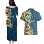 Gold Coast Titans Couples Matching Puletasi and Hawaiian Shirt Polynesian Tribal Tattoo Pacific Sport Art