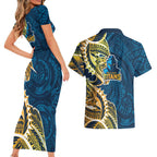 Gold Coast Titans Couples Matching Short Sleeve Bodycon Dress and Hawaiian Shirt Polynesian Tribal Tattoo Pacific Sport Art