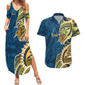 Gold Coast Titans Couples Matching Summer Maxi Dress and Hawaiian Shirt Polynesian Tribal Tattoo Pacific Sport Art