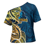 Gold Coast Titans Cross Shoulder Shirt Polynesian Tribal Tattoo Pacific Sport Art