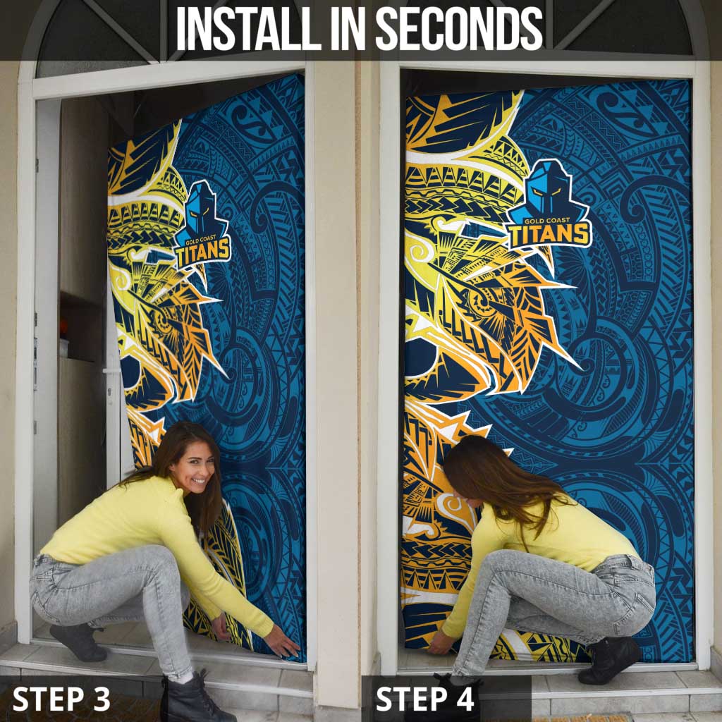 Gold Coast Titans Door Cover Polynesian Tribal Tattoo Pacific Sport Art