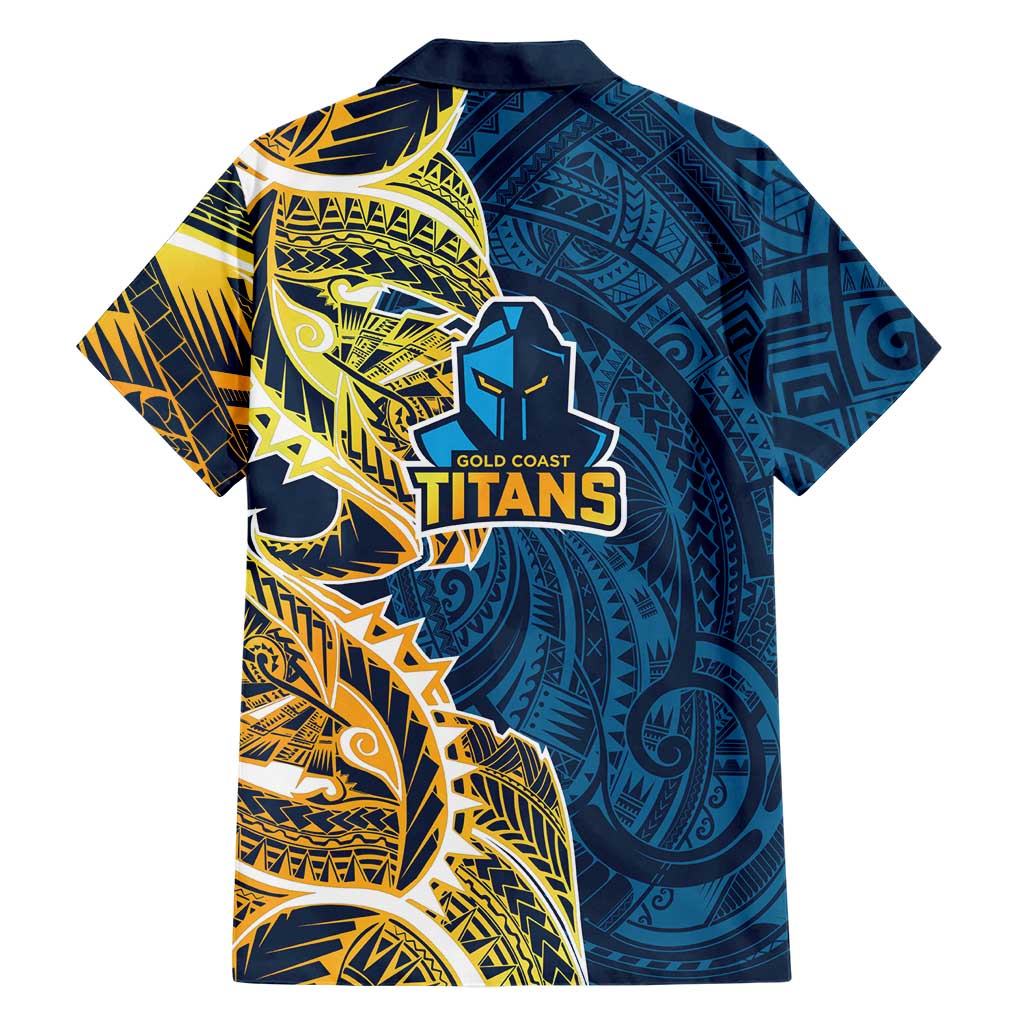 Gold Coast Titans Family Matching Mermaid Dress and Hawaiian Shirt Polynesian Tribal Tattoo Pacific Sport Art
