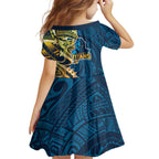Gold Coast Titans Family Matching Off Shoulder Maxi Dress and Hawaiian Shirt Polynesian Tribal Tattoo Pacific Sport Art