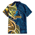 Gold Coast Titans Family Matching Off Shoulder Short Dress and Hawaiian Shirt Polynesian Tribal Tattoo Pacific Sport Art