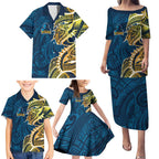 Gold Coast Titans Family Matching Puletasi and Hawaiian Shirt Polynesian Tribal Tattoo Pacific Sport Art