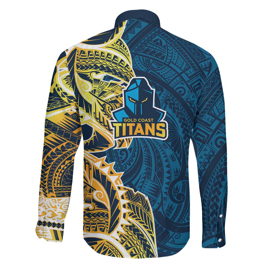Gold Coast Titans Family Matching Short Sleeve Bodycon Dress and Hawaiian Shirt Polynesian Tribal Tattoo Pacific Sport Art