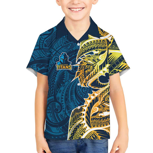 Gold Coast Titans Family Matching Summer Maxi Dress and Hawaiian Shirt Polynesian Tribal Tattoo Pacific Sport Art