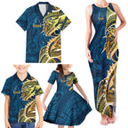 Gold Coast Titans Family Matching Tank Maxi Dress and Hawaiian Shirt Polynesian Tribal Tattoo Pacific Sport Art
