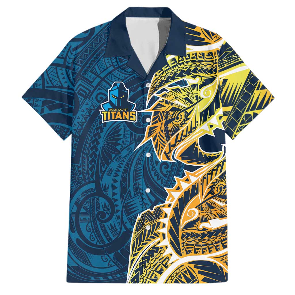 Gold Coast Titans Family Matching Tank Maxi Dress and Hawaiian Shirt Polynesian Tribal Tattoo Pacific Sport Art