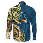 Gold Coast Titans Family Matching Tank Maxi Dress and Hawaiian Shirt Polynesian Tribal Tattoo Pacific Sport Art