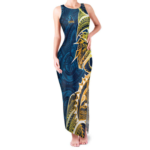 Gold Coast Titans Family Matching Tank Maxi Dress and Hawaiian Shirt Polynesian Tribal Tattoo Pacific Sport Art