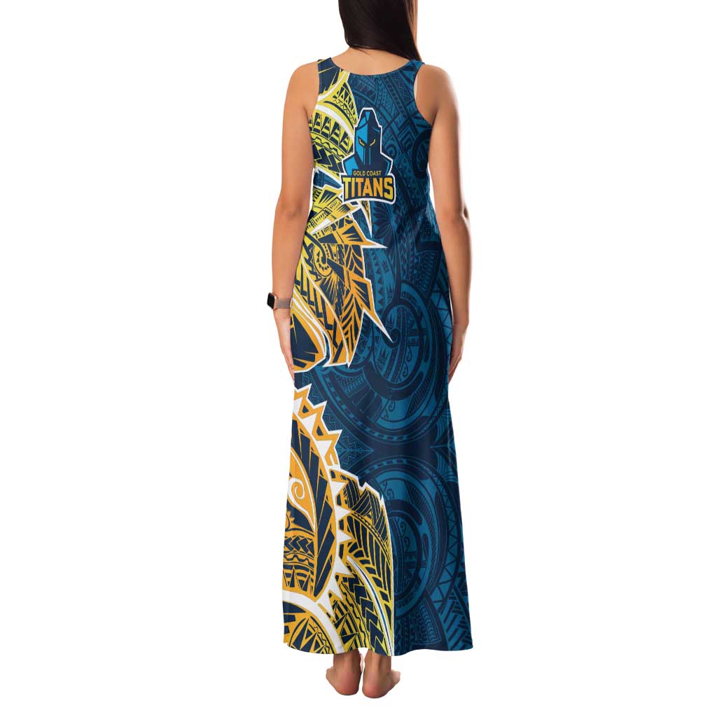 Gold Coast Titans Family Matching Tank Maxi Dress and Hawaiian Shirt Polynesian Tribal Tattoo Pacific Sport Art