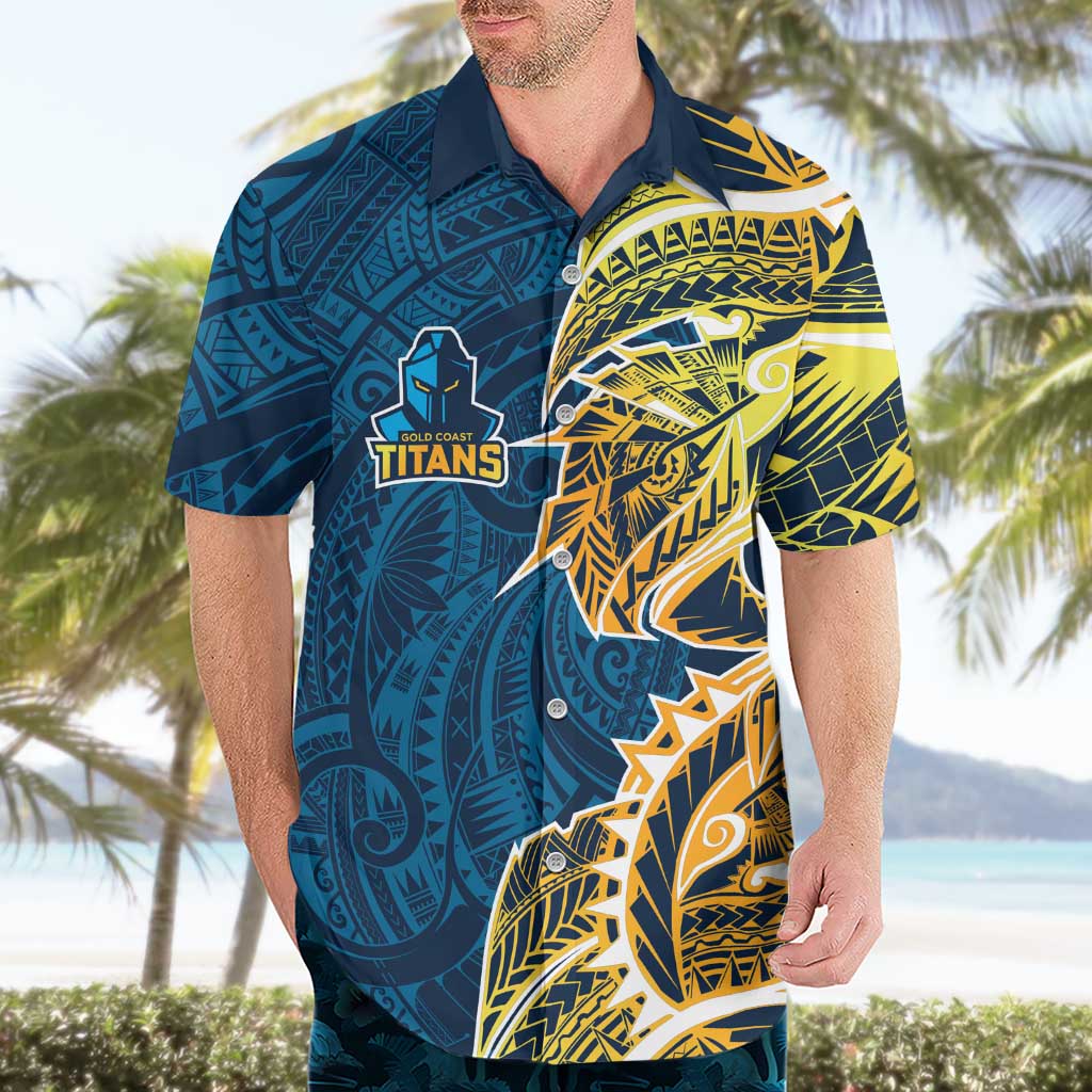 Gold Coast Titans Hawaiian Shirt Polynesian Tribal Tattoo Pacific Sport Art