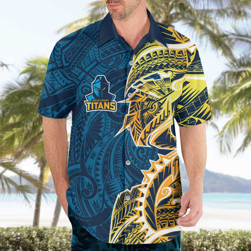 Gold Coast Titans Hawaiian Shirt Polynesian Tribal Tattoo Pacific Sport Art
