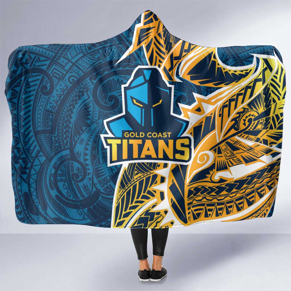 Gold Coast Titans Hooded Blanket Polynesian Tribal Tattoo Pacific Sport Art